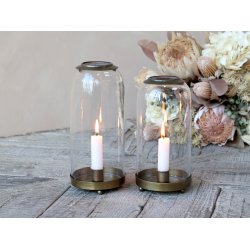 Chic Antique Glasklokke M. Lysestage