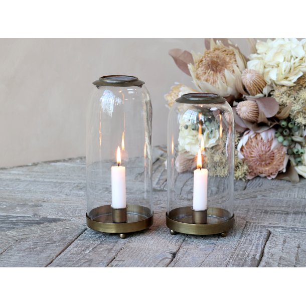 Chic Antique Glasklokke M. Lysestage